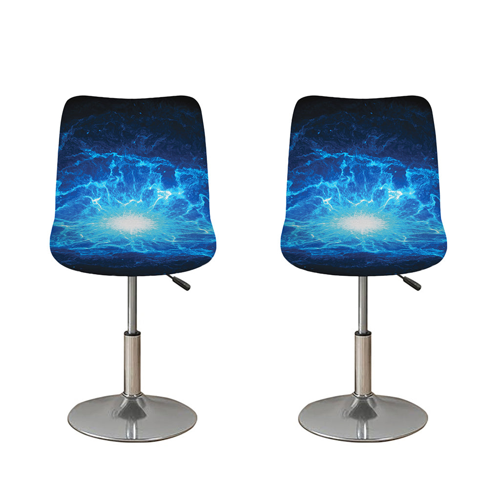 Blue Plasma Energy Print Bar Stool Covers