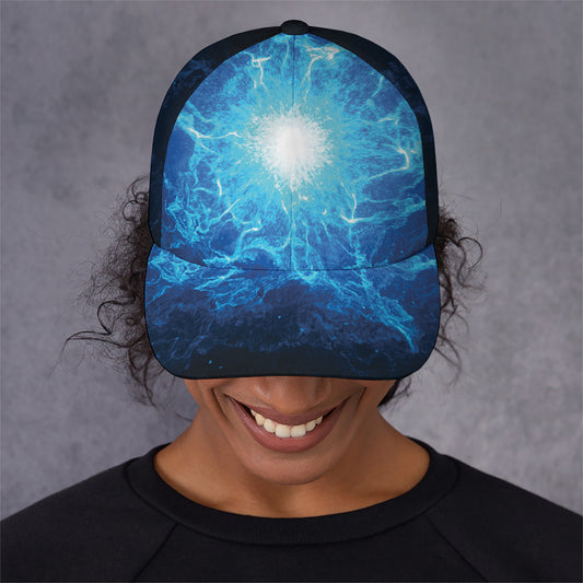Blue Plasma Energy Print Baseball Cap