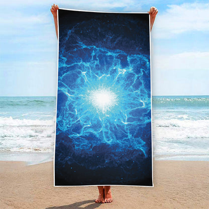 Blue Plasma Energy Print Beach Towel