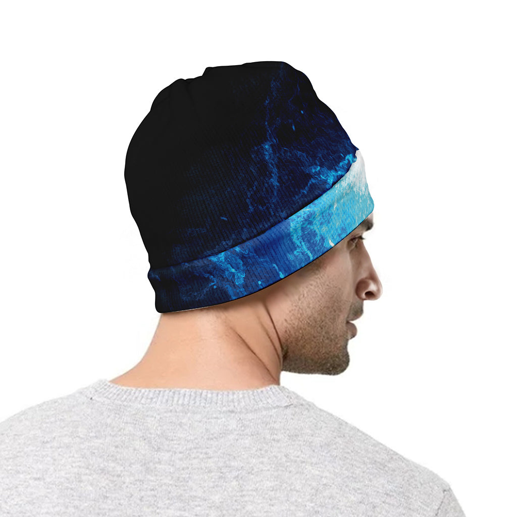 Blue Plasma Energy Print Beanie