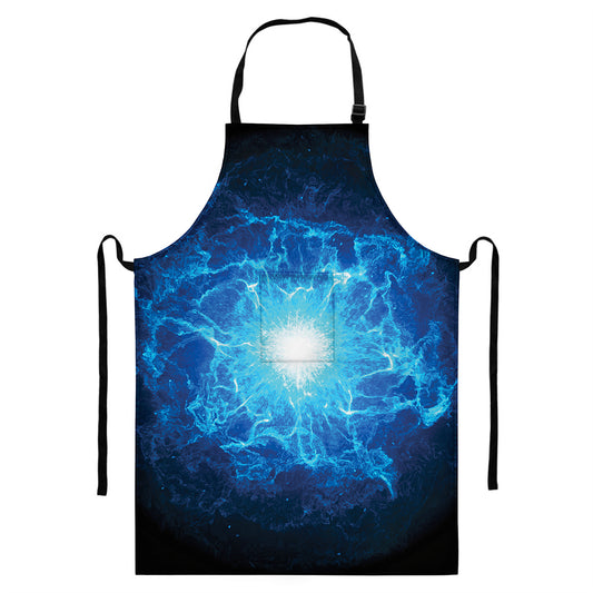 Blue Plasma Energy Print Bib Apron With Pocket