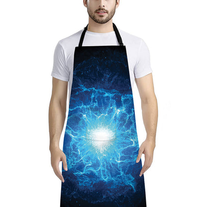 Blue Plasma Energy Print Bib Apron With Pocket