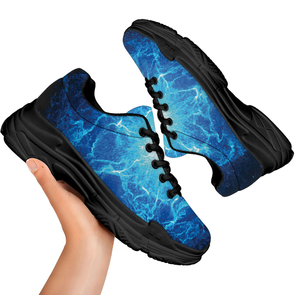 Blue Plasma Energy Print Black Chunky Shoes