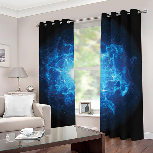 Blue Plasma Energy Print Blackout Grommet Curtains