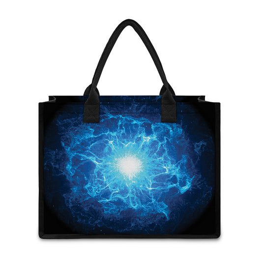 Blue Plasma Energy Print Canvas Tote Bag