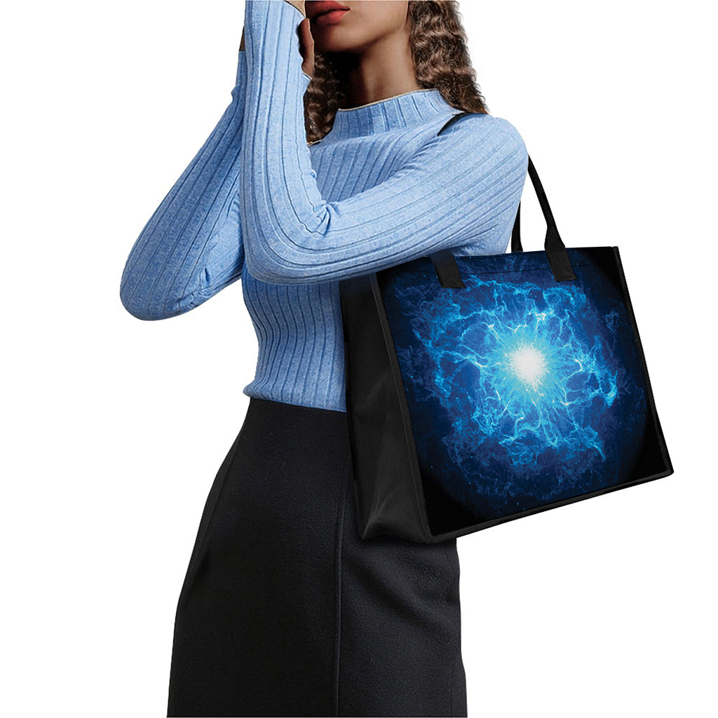 Blue Plasma Energy Print Canvas Tote Bag