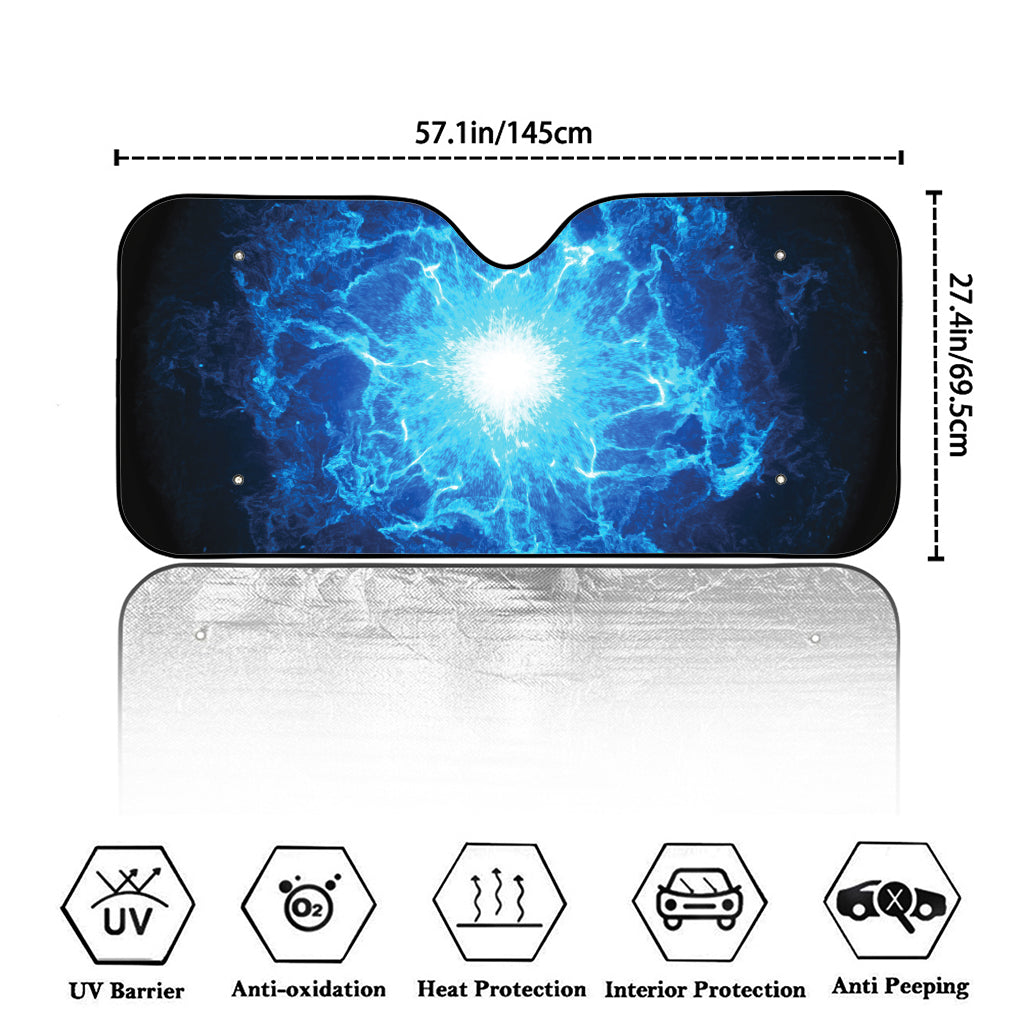 Blue Plasma Energy Print Car Windshield Sun Shade