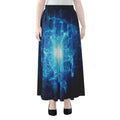 Blue Plasma Energy Print Chiffon Maxi Skirt