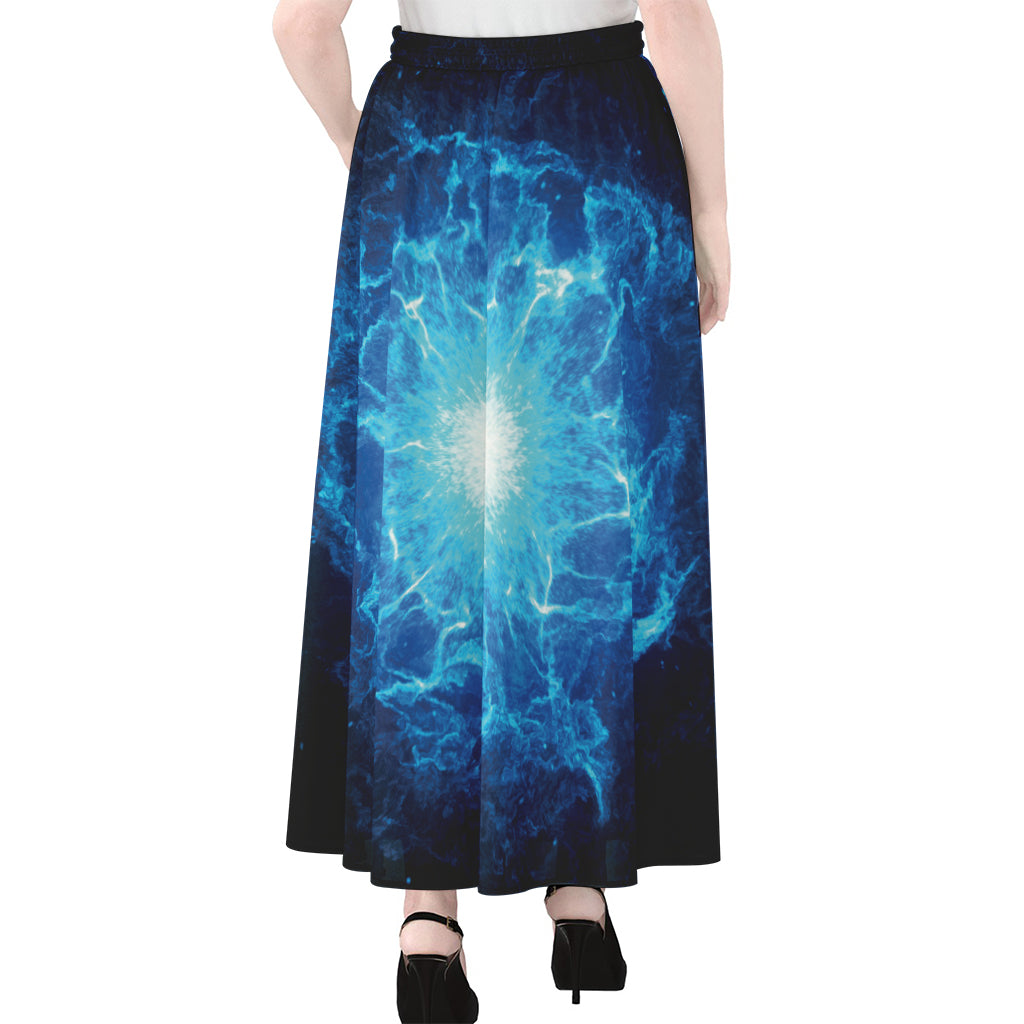 Blue Plasma Energy Print Chiffon Maxi Skirt