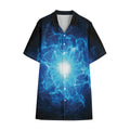 Blue Plasma Energy Print Cotton Hawaiian Shirt