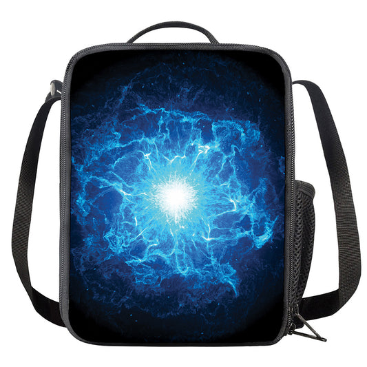 Blue Plasma Energy Print Crossbody Lunch Bag