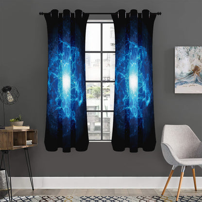 Blue Plasma Energy Print Curtain