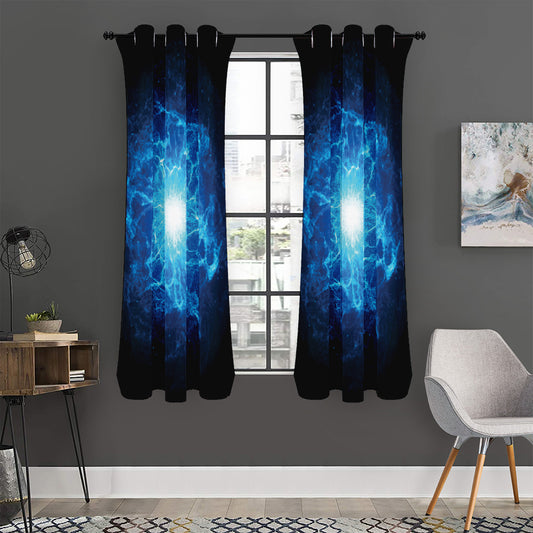 Blue Plasma Energy Print Curtain