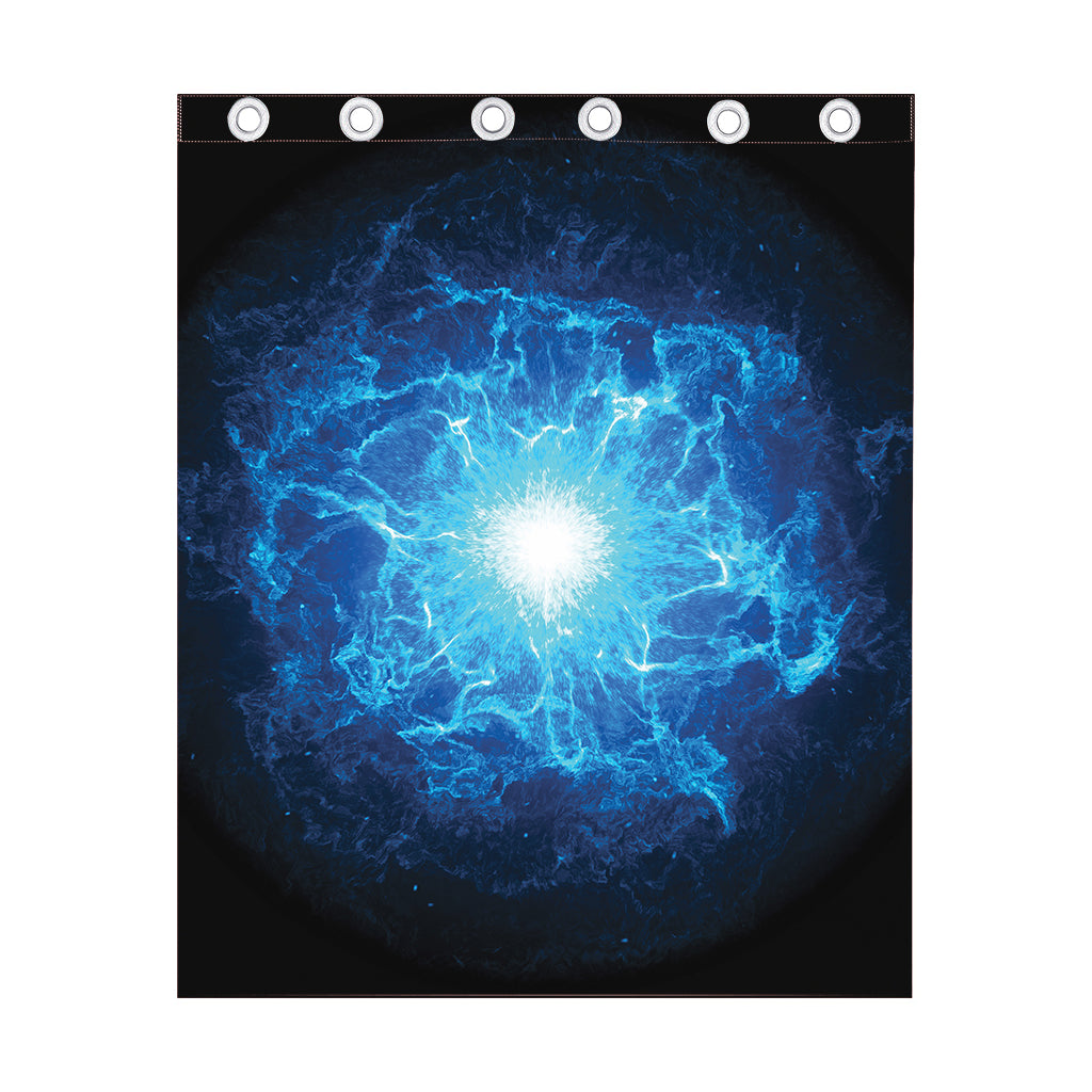 Blue Plasma Energy Print Curtain