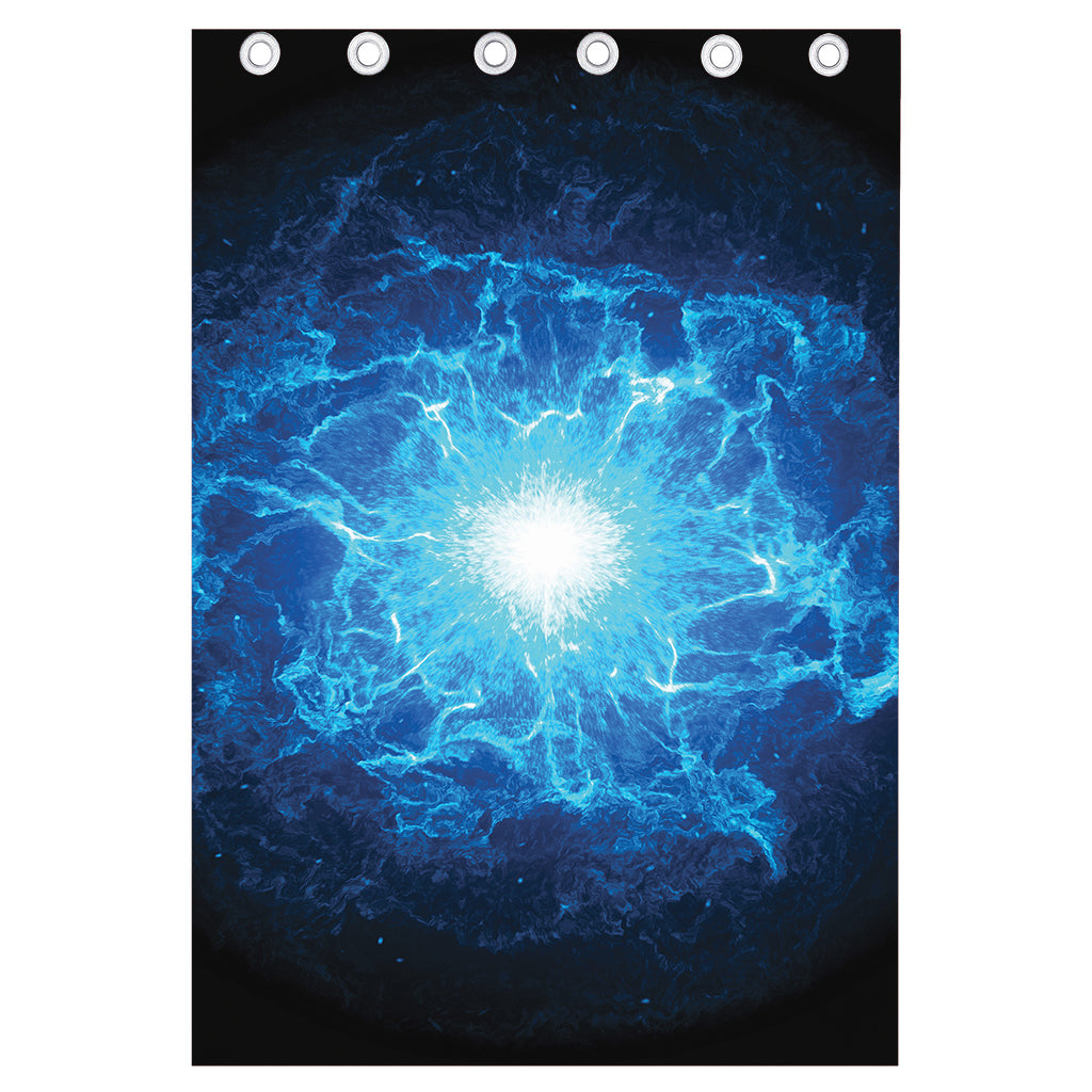 Blue Plasma Energy Print Curtain