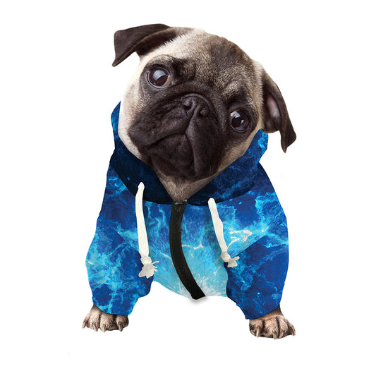 Blue Plasma Energy Print Dog Zip Up Hoodie
