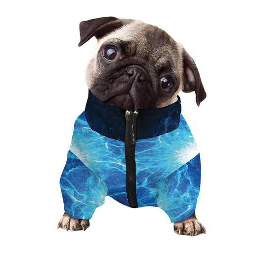 Blue Plasma Energy Print Dog Zip Up Jacket
