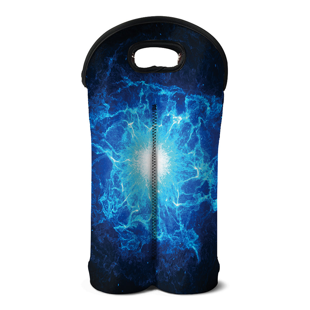 Blue Plasma Energy Print Double Neoprene Wine Tote