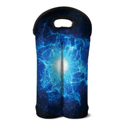 Blue Plasma Energy Print Double Neoprene Wine Tote