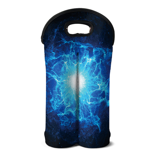 Blue Plasma Energy Print Double Neoprene Wine Tote