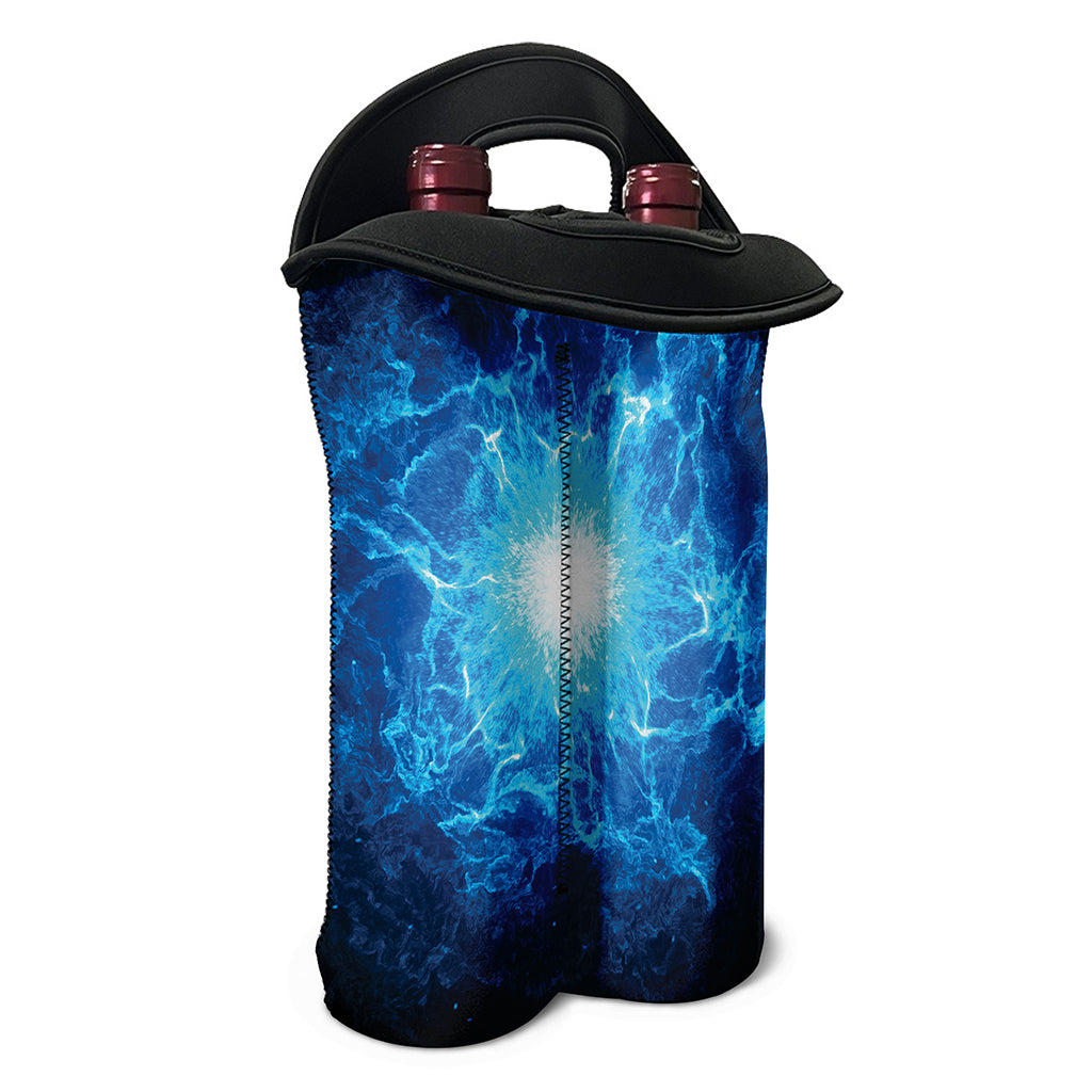 Blue Plasma Energy Print Double Neoprene Wine Tote