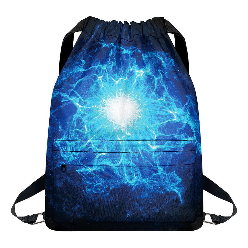 Blue Plasma Energy Print Drawstring Backpack