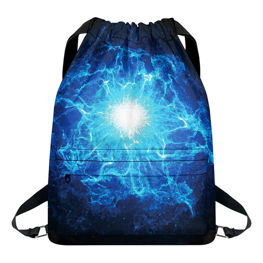 Blue Plasma Energy Print Drawstring Backpack