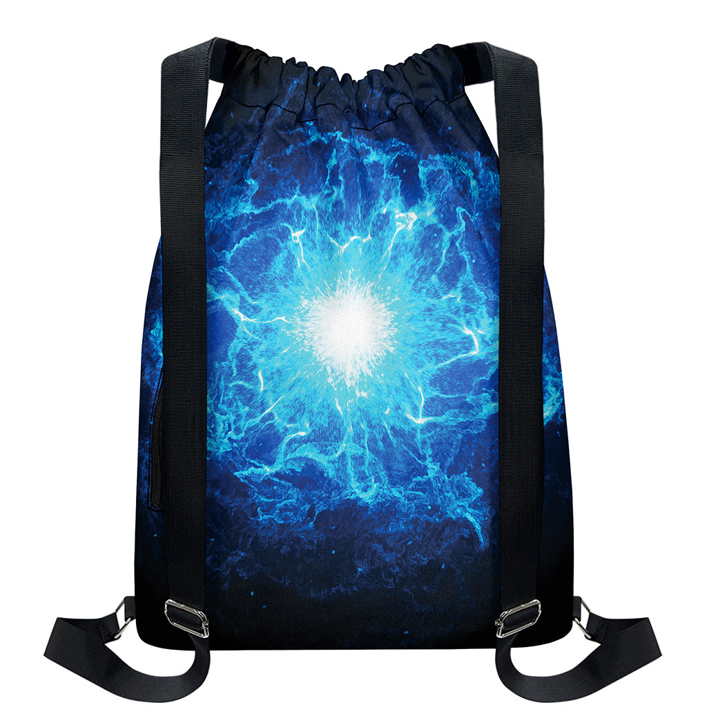 Blue Plasma Energy Print Drawstring Backpack