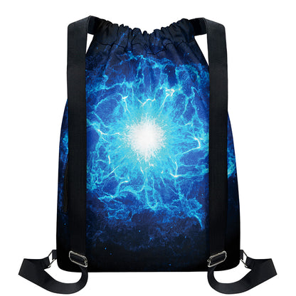 Blue Plasma Energy Print Drawstring Backpack