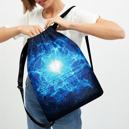 Blue Plasma Energy Print Drawstring Backpack