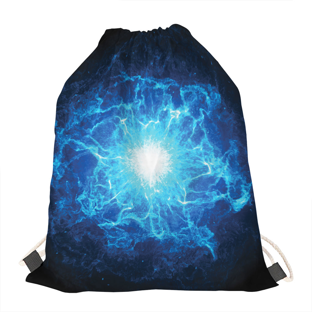 Blue Plasma Energy Print Drawstring Bag