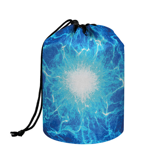 Blue Plasma Energy Print Drawstring Makeup Bag