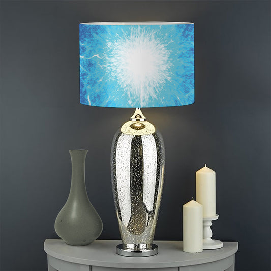 Blue Plasma Energy Print Drum Lamp Shade
