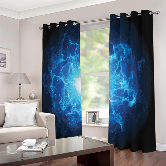 Blue Plasma Energy Print Extra Wide Grommet Curtains