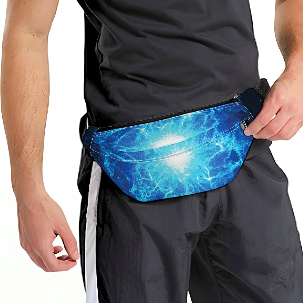 Blue Plasma Energy Print Fanny Pack
