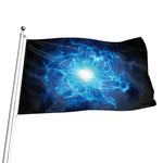 Blue Plasma Energy Print Flag