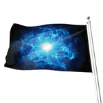 Blue Plasma Energy Print Flag