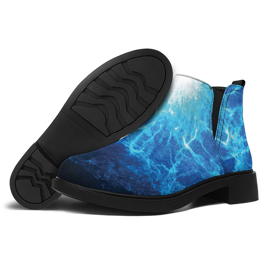 Blue Plasma Energy Print Flat Ankle Boots