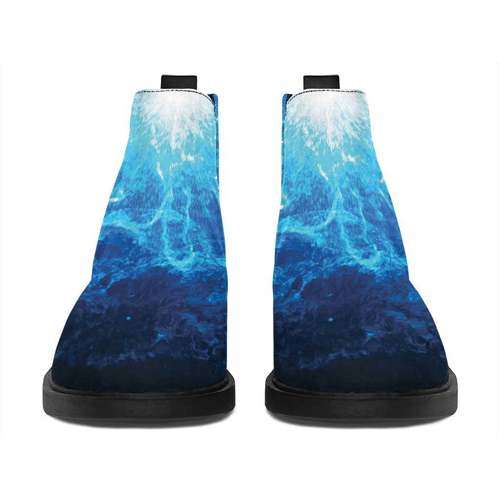 Blue Plasma Energy Print Flat Ankle Boots