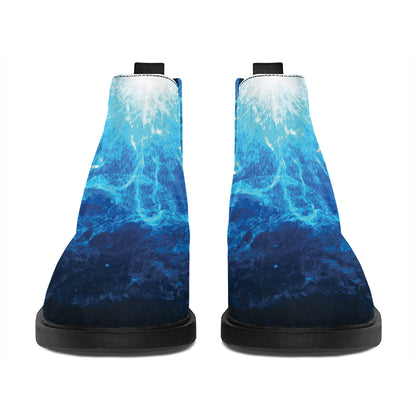 Blue Plasma Energy Print Flat Ankle Boots