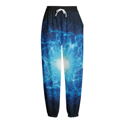 Blue Plasma Energy Print Fleece Lined Knit Pants