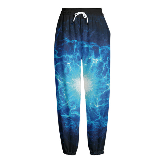 Blue Plasma Energy Print Fleece Lined Knit Pants
