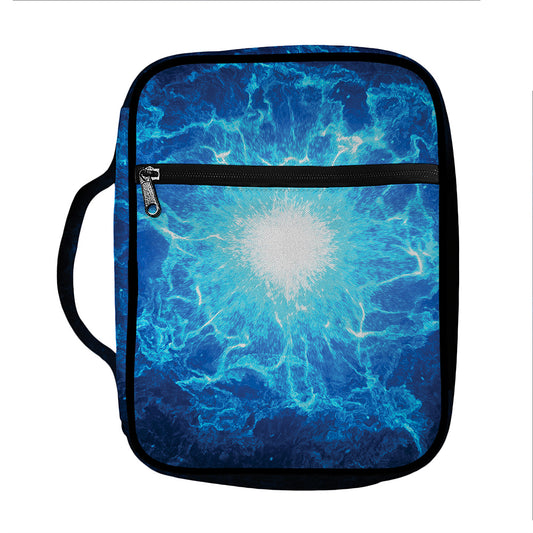 Blue Plasma Energy Print Front Pocket Bible Bag