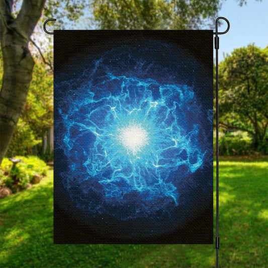 Blue Plasma Energy Print Garden Flag