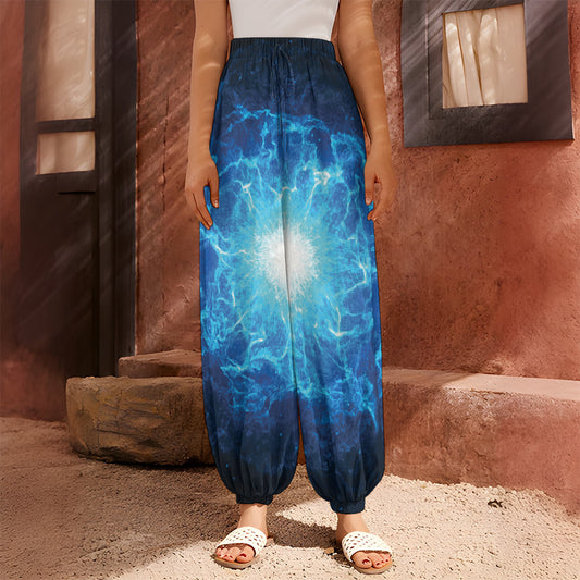 Blue Plasma Energy Print Harem Pants