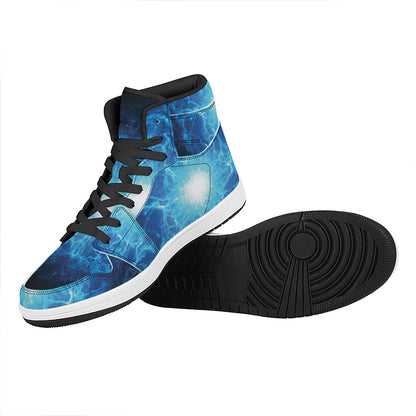 Blue Plasma Energy Print High Top Leather Sneakers