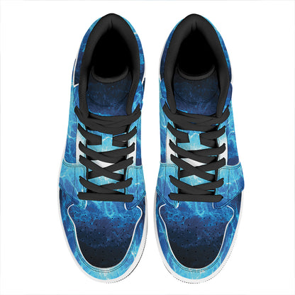 Blue Plasma Energy Print High Top Leather Sneakers