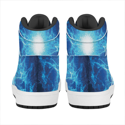 Blue Plasma Energy Print High Top Leather Sneakers