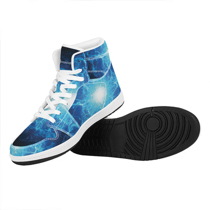 Blue Plasma Energy Print High Top Leather Sneakers