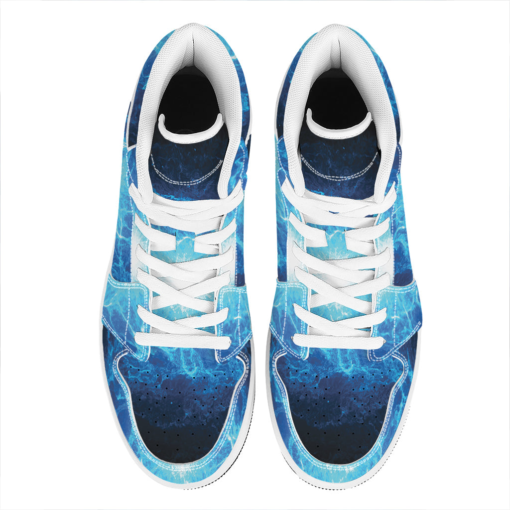 Blue Plasma Energy Print High Top Leather Sneakers